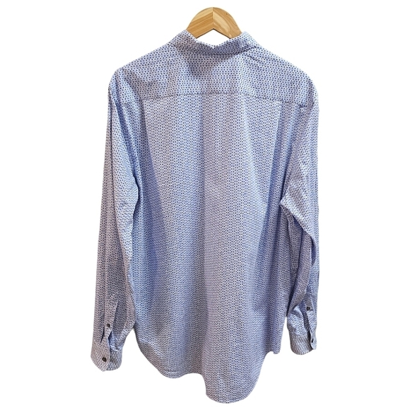 Men's Michael Kors Premium Cotton Pattern Button Up Dress Shirt Size XL Blue - Picture 3 of 8